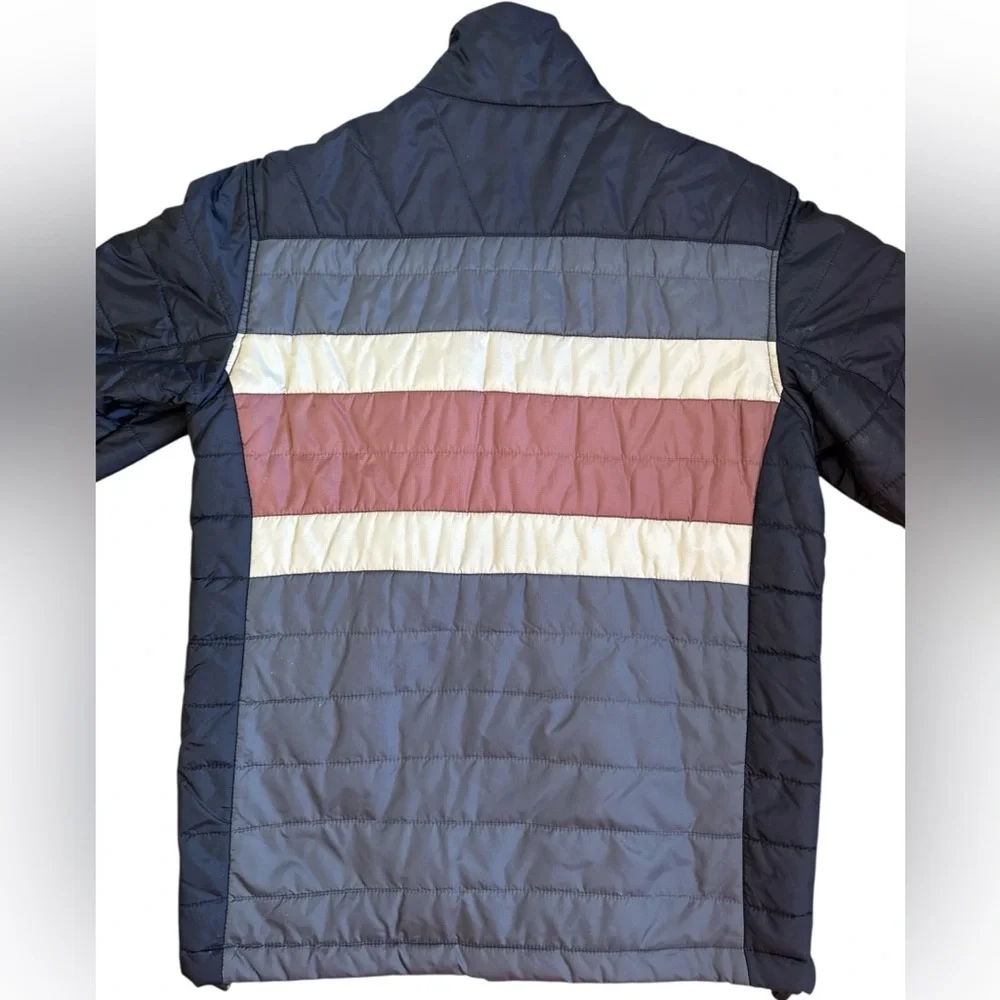 Men's HARLEY DAVIDSON puffer winter JACKET COAT black tan brown strip Logo S